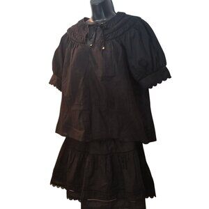 Women's Black Cotton Resortwear Cruise Skirt Set Sz S